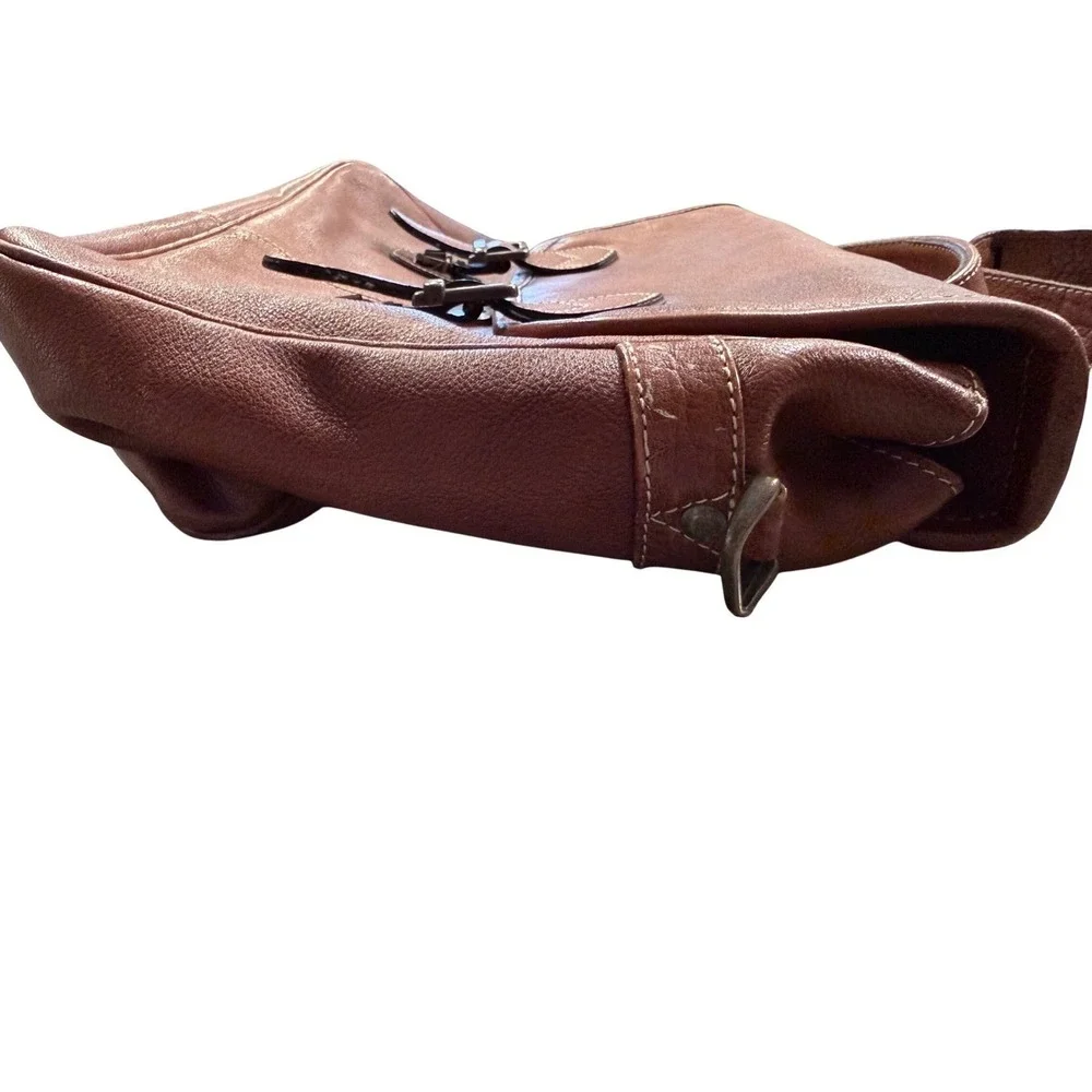 Vintage Giromy Samoni Brown Leather Messenger Bag Satchel Crossbody Shoulder Bag